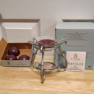 PartyLite Hollywood Glamor Silver Aroma Melts Holder WITH Maulberry Aroma Melts